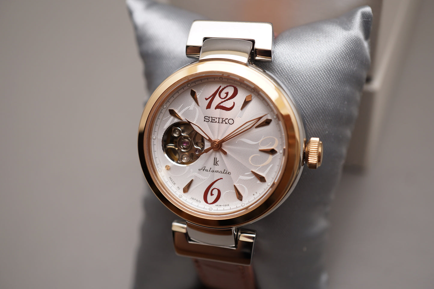 Seiko Lukia SSVM048 4R38 Rose Gold Two Tone Open Heart Ladies Automatic Watch