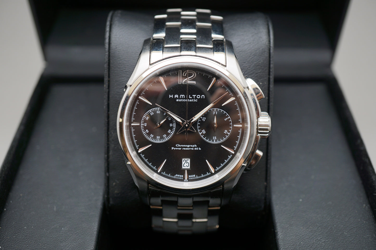 Hamilton Jazzmaster H32606735 Black Dial Automatic Chronograph Watch Swiss