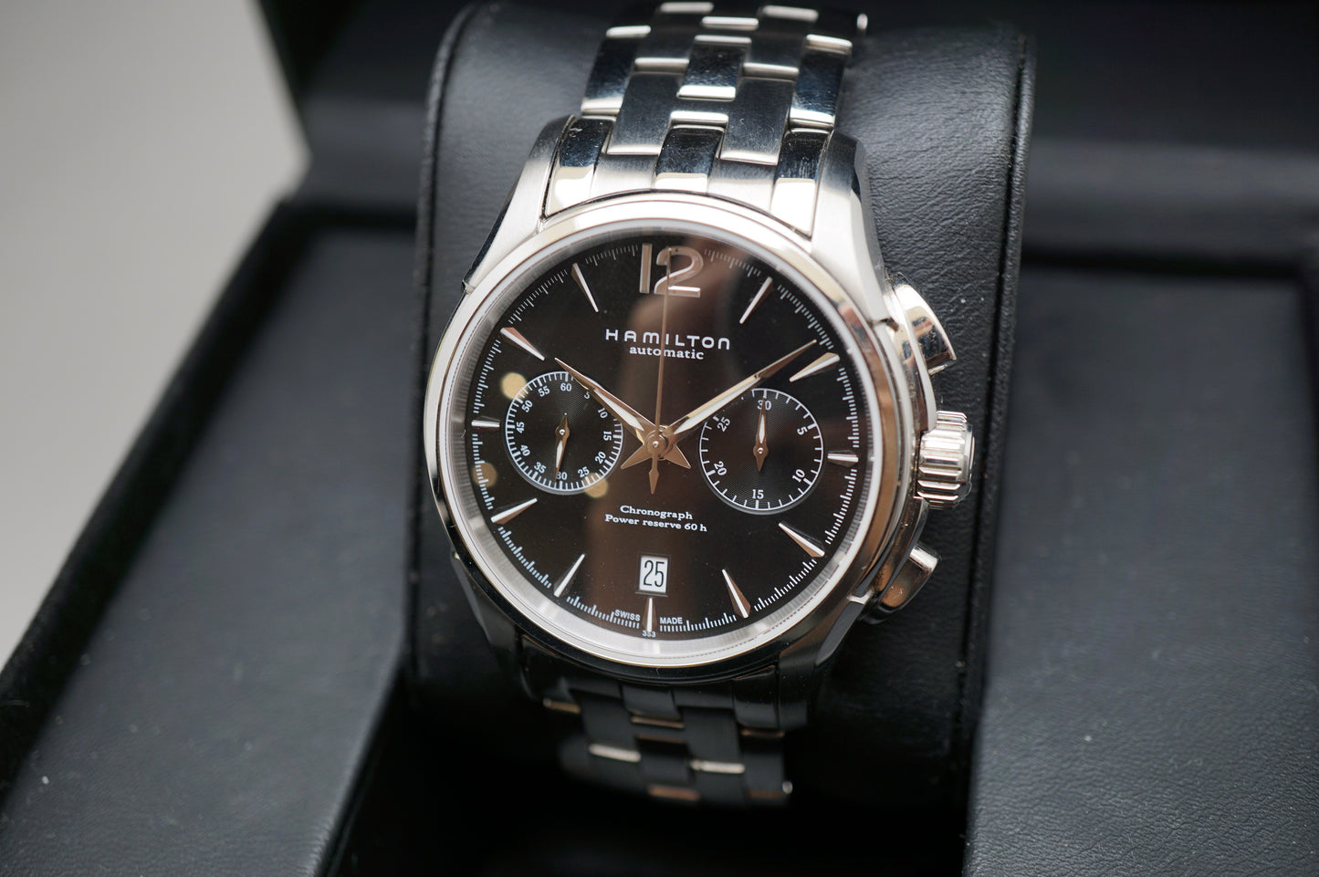 Hamilton Jazzmaster H32606735 Black Dial Automatic Chronograph Watch Swiss