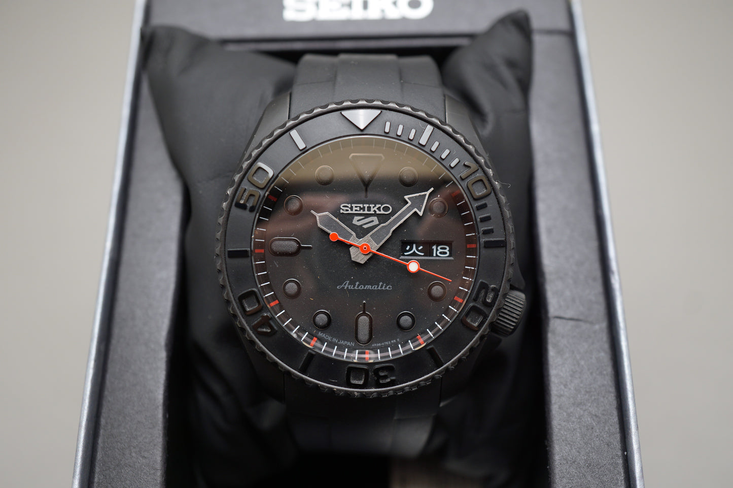 Seiko 5 Sports SBSA025 4R36 Blackout Street Style Automatic Watch Custom Mod