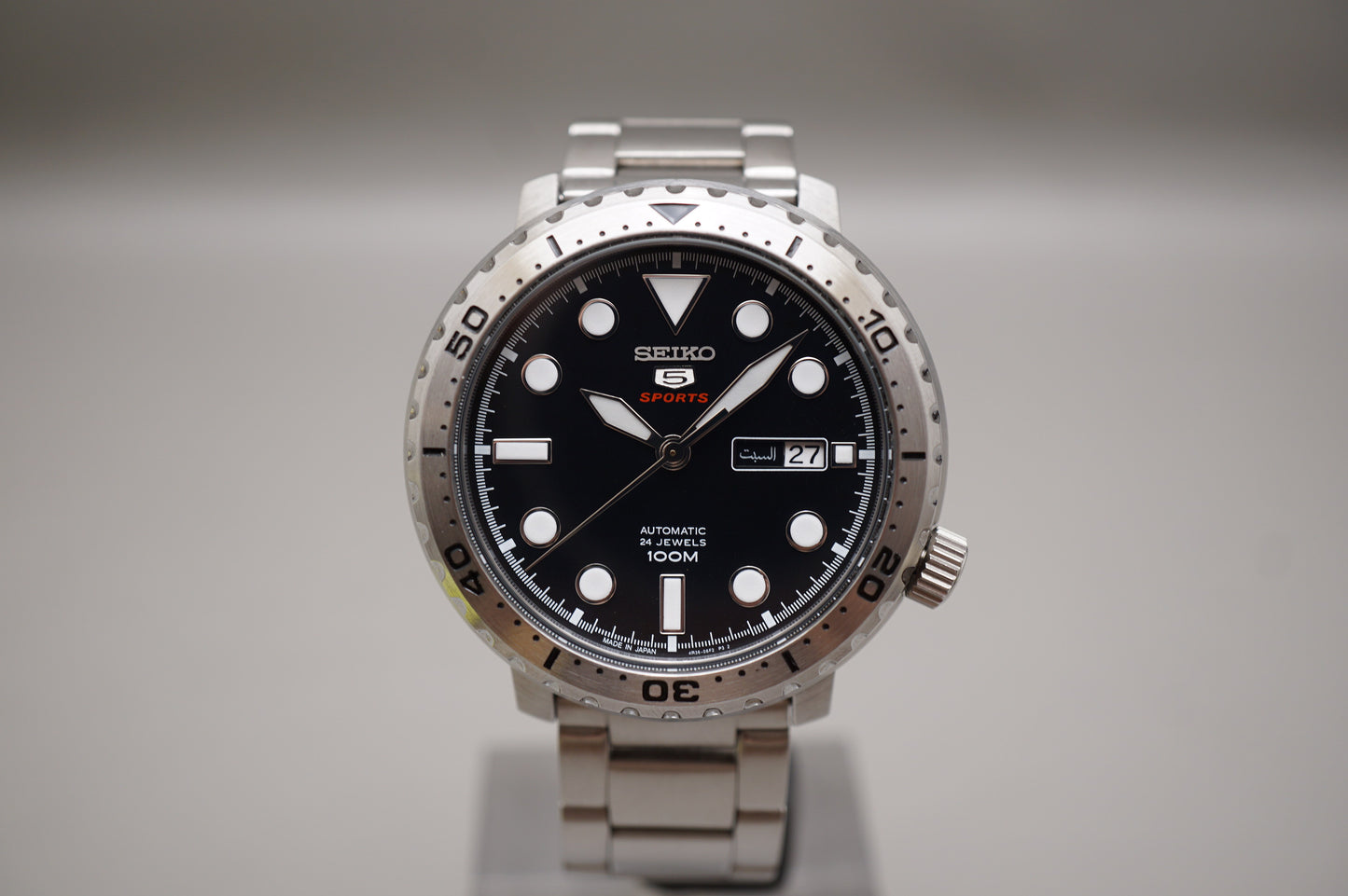 Seiko 5 Sports SRPC61J1 4R36 Bottle Cap Black 100M Automatic Watch Japan Made