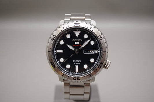 Seiko 5 Sports SRPC61J1 4R36 Bottle Cap Black 100M Automatic Watch Japan Made