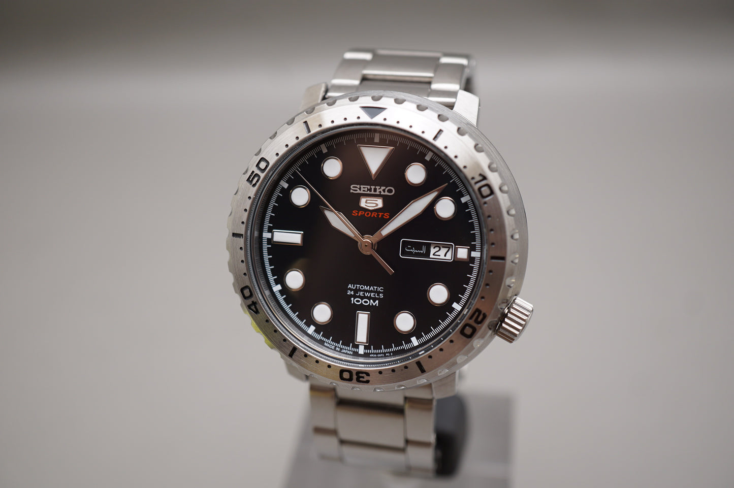 Seiko 5 Sports SRPC61J1 4R36 Bottle Cap Black 100M Automatic Watch Japan Made