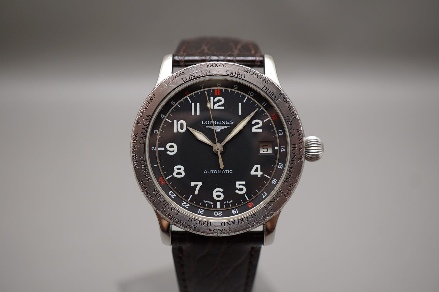 Longines L2.611.4 Swissair GMT World Timer Avigation Swiss Automatic Watch