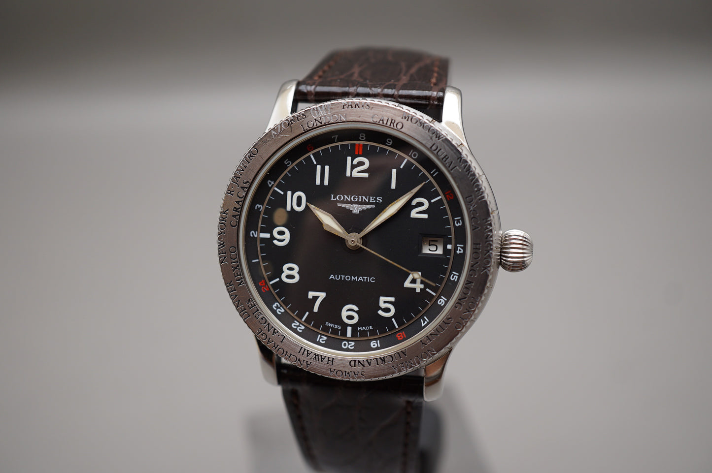Longines L2.611.4 Swissair GMT World Timer Avigation Swiss Automatic Watch