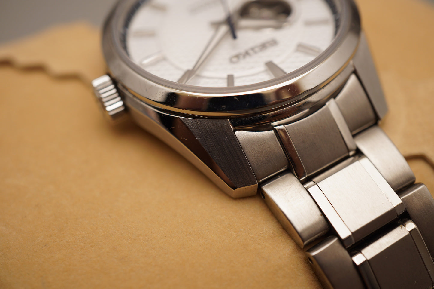 Seiko Presage SARX097 6R38 Sharp Edged White Dial Open Heart Automatic Watch