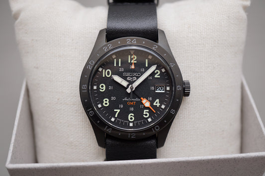 New Unworn Seiko 5 Sports SBSC013 4R34 Blackout Field Style GMT Automatic Watch