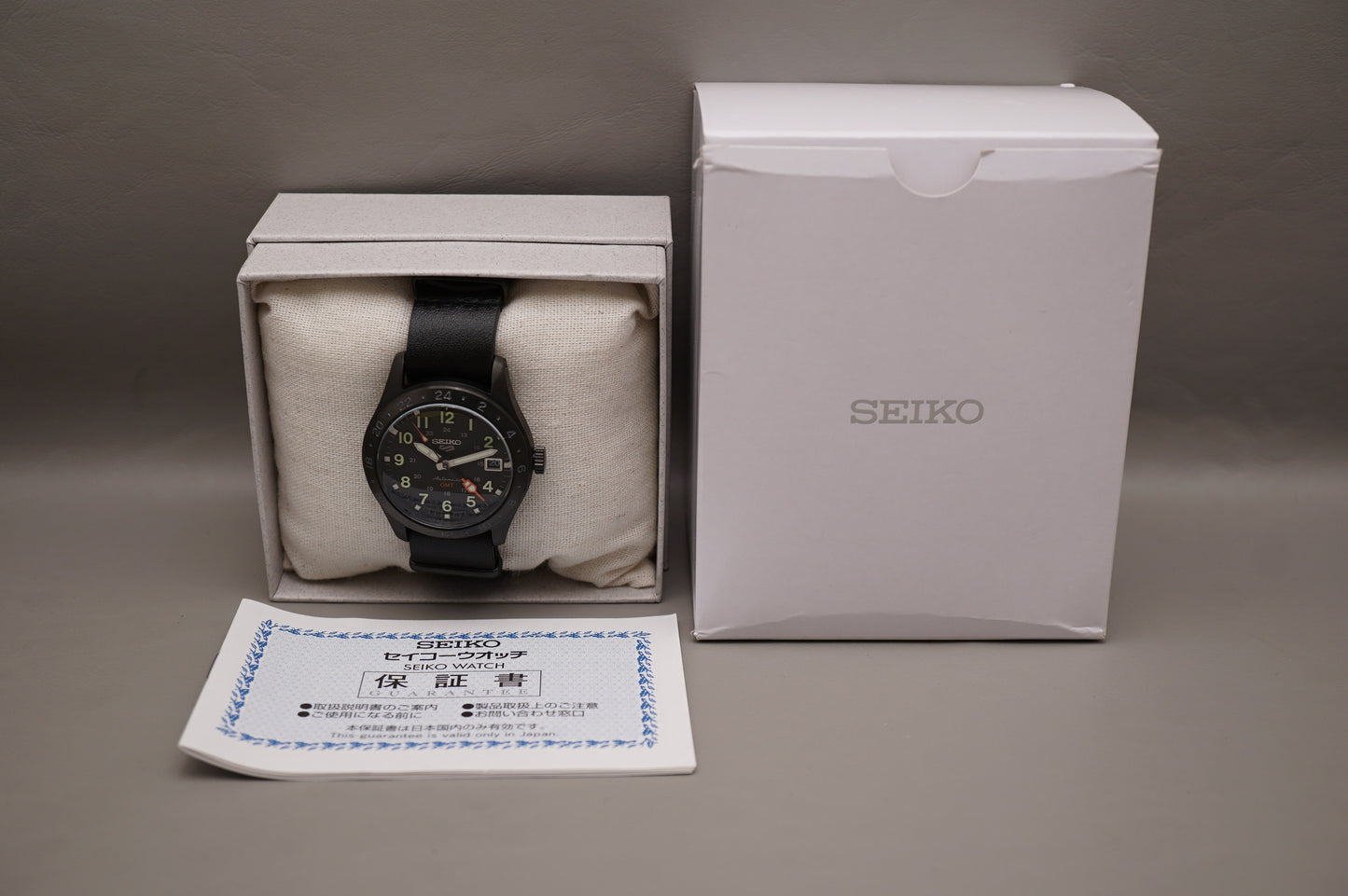 New Unworn Seiko 5 Sports SBSC013 4R34 Blackout Field Style GMT Automatic Watch