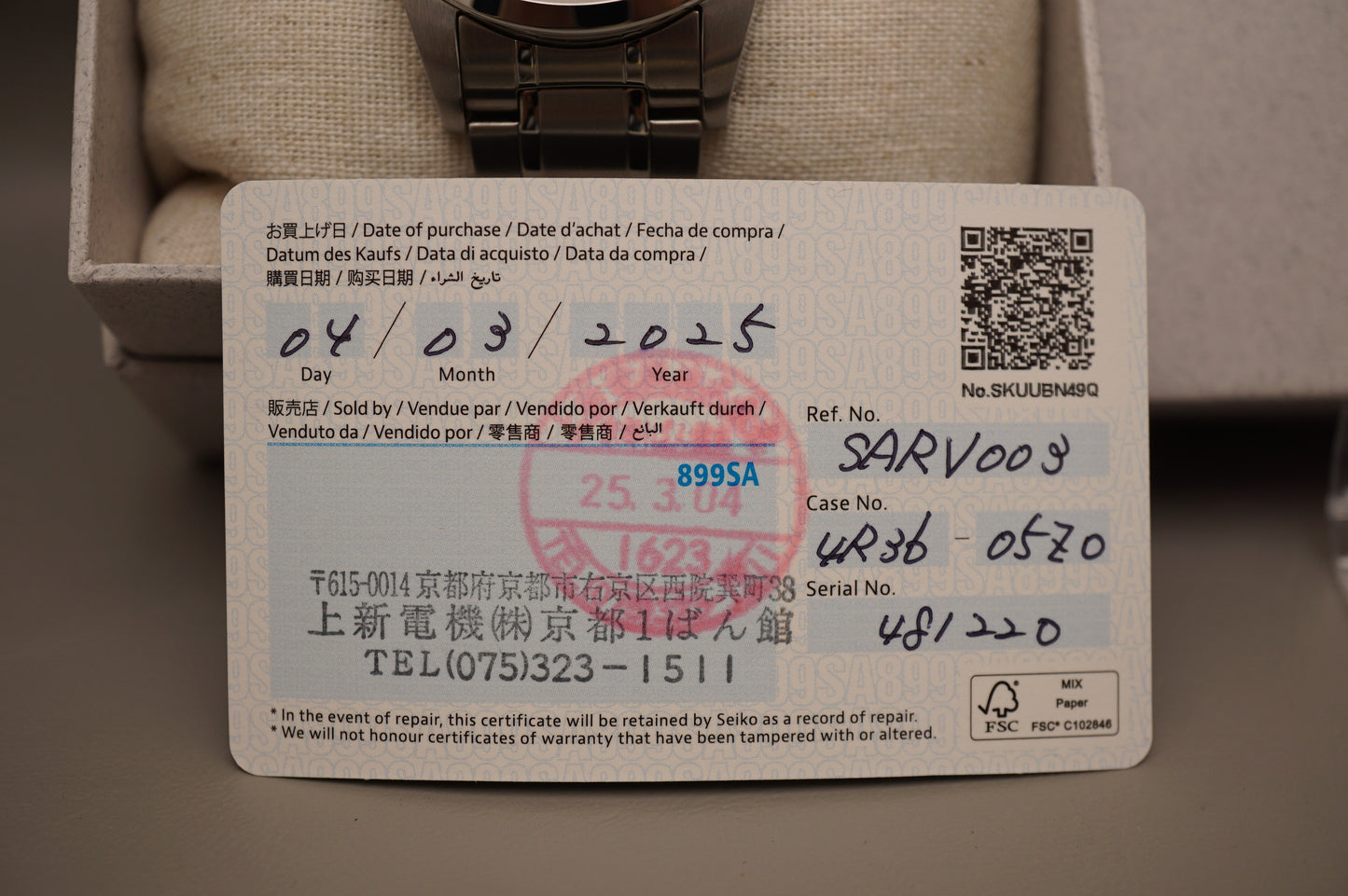 Seiko Selection SARV003 4R36 Black Dial JDM Automatic Watch
