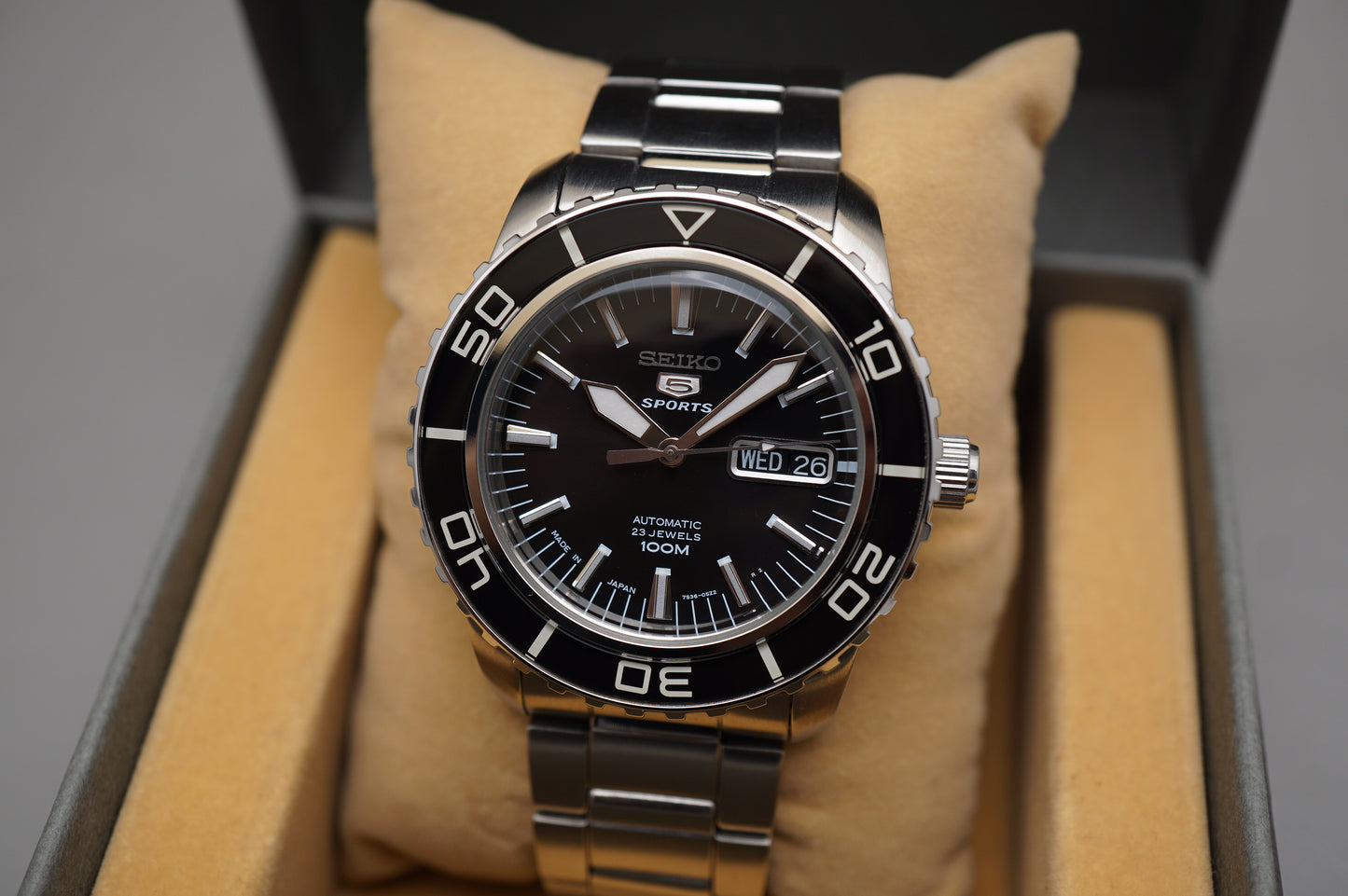 Seiko 5 Sports SNZH55J1 7S36 Fifty Five Fathoms Black Dial Automatic Watch