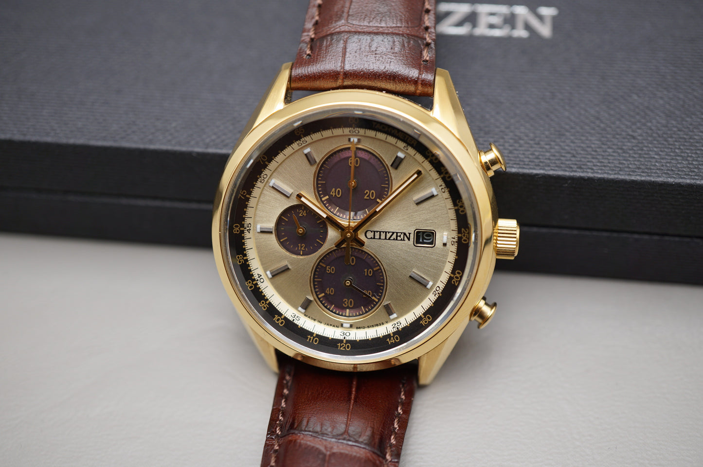 Citizen Eco-Drive CA0452-01P Panda Dial Gold Tone Solar Quartz Watch