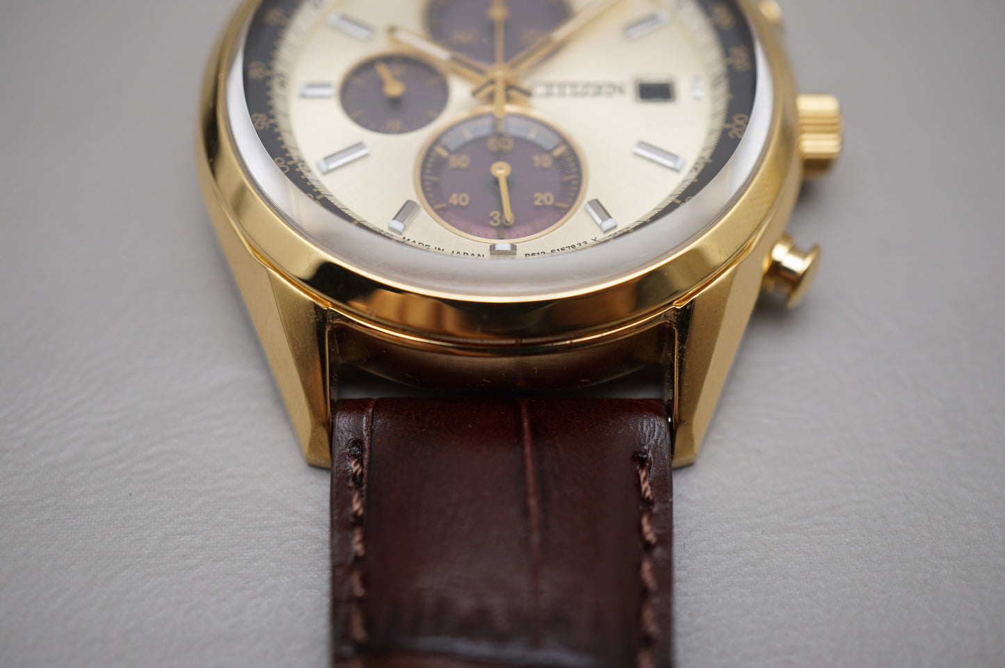 Citizen Eco-Drive CA0452-01P Panda Dial Gold Tone Solar Quartz Watch