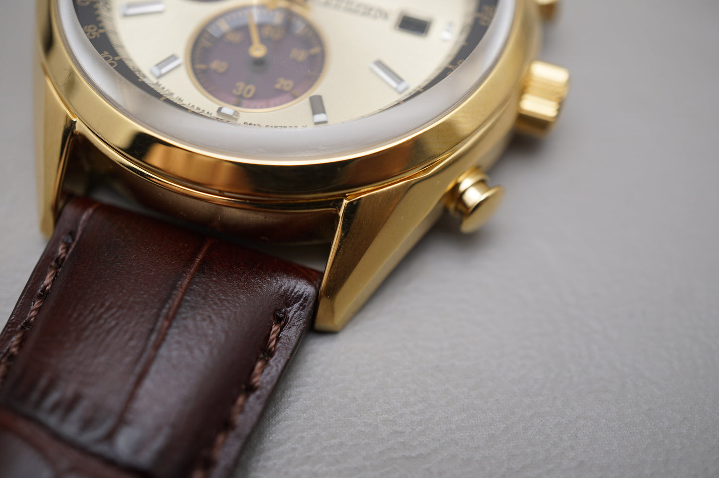 Citizen Eco-Drive CA0452-01P Panda Dial Gold Tone Solar Quartz Watch