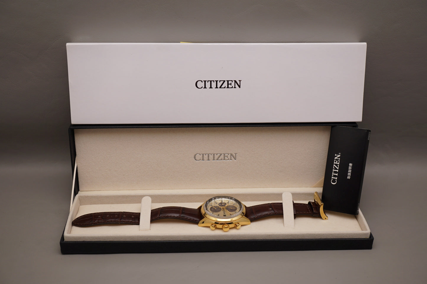 Citizen Eco-Drive CA0452-01P Panda Dial Gold Tone Solar Quartz Watch