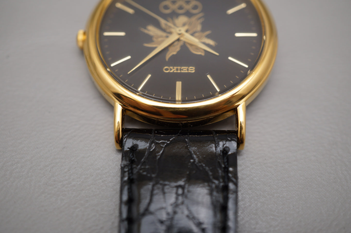 Vintage Seiko 7N21-8A00 Black Dial Gold Tone 1998 Nagano Olympics Quartz Watch
