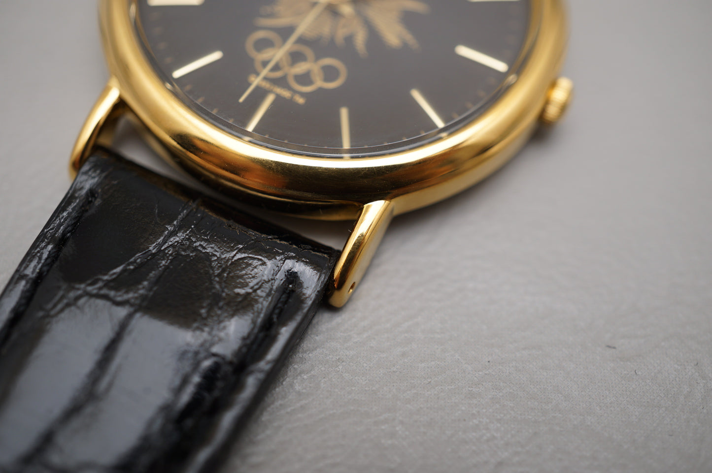 Vintage Seiko 7N21-8A00 Black Dial Gold Tone 1998 Nagano Olympics Quartz Watch