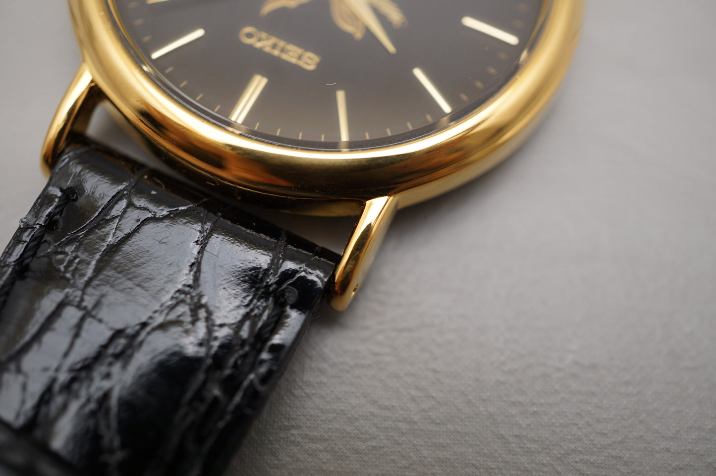 Vintage Seiko 7N21-8A00 Black Dial Gold Tone 1998 Nagano Olympics Quartz Watch