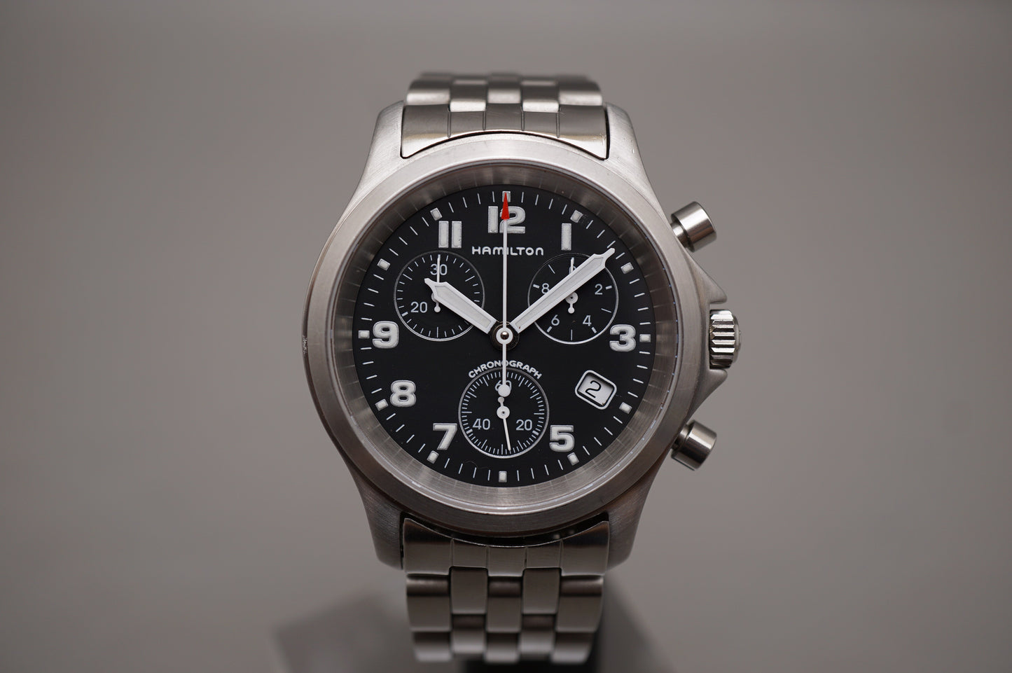 Hamilton Khaki Field 3832 Black Dial Chronograph Quartz Watch