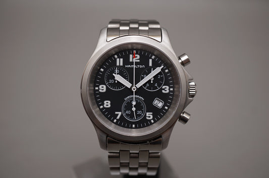 Hamilton Khaki Field 3832 Black Dial Chronograph Quartz Watch
