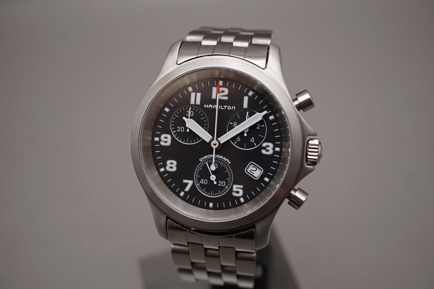 Hamilton Khaki Field 3832 Black Dial Chronograph Quartz Watch