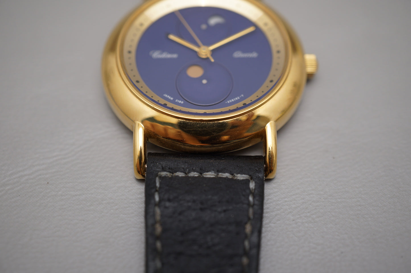 Vintage Citizen Cosmosign 2180-205472 Y Blue Dial Moonphase Sun Quartz Watch