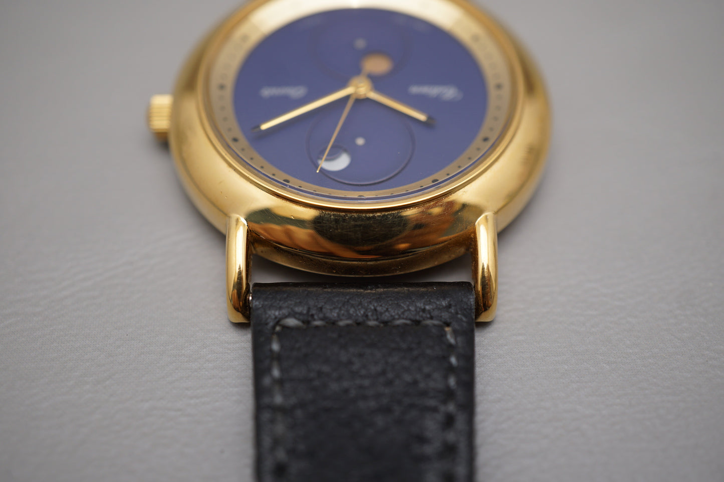 Vintage Citizen Cosmosign 2180-205472 Y Blue Dial Moonphase Sun Quartz Watch