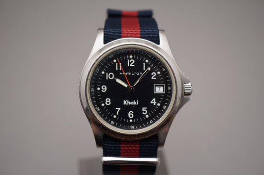 Hamilton Khaki Field 8775 Black Dial United States Navy Caseback Quartz Watch