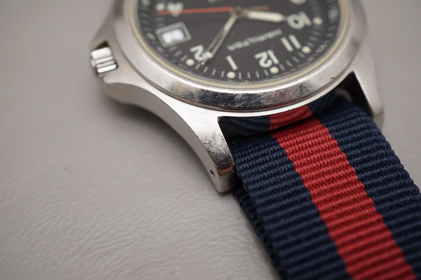 Hamilton Khaki Field 8775 Black Dial United States Navy Caseback Quartz Watch