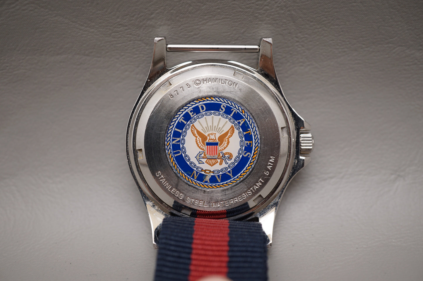 Hamilton Khaki Field 8775 Black Dial United States Navy Caseback Quartz Watch