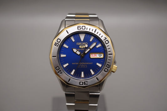 Seiko 5 Sports 7S36-00L0 Blue Dial Two Tone Automatic Watch