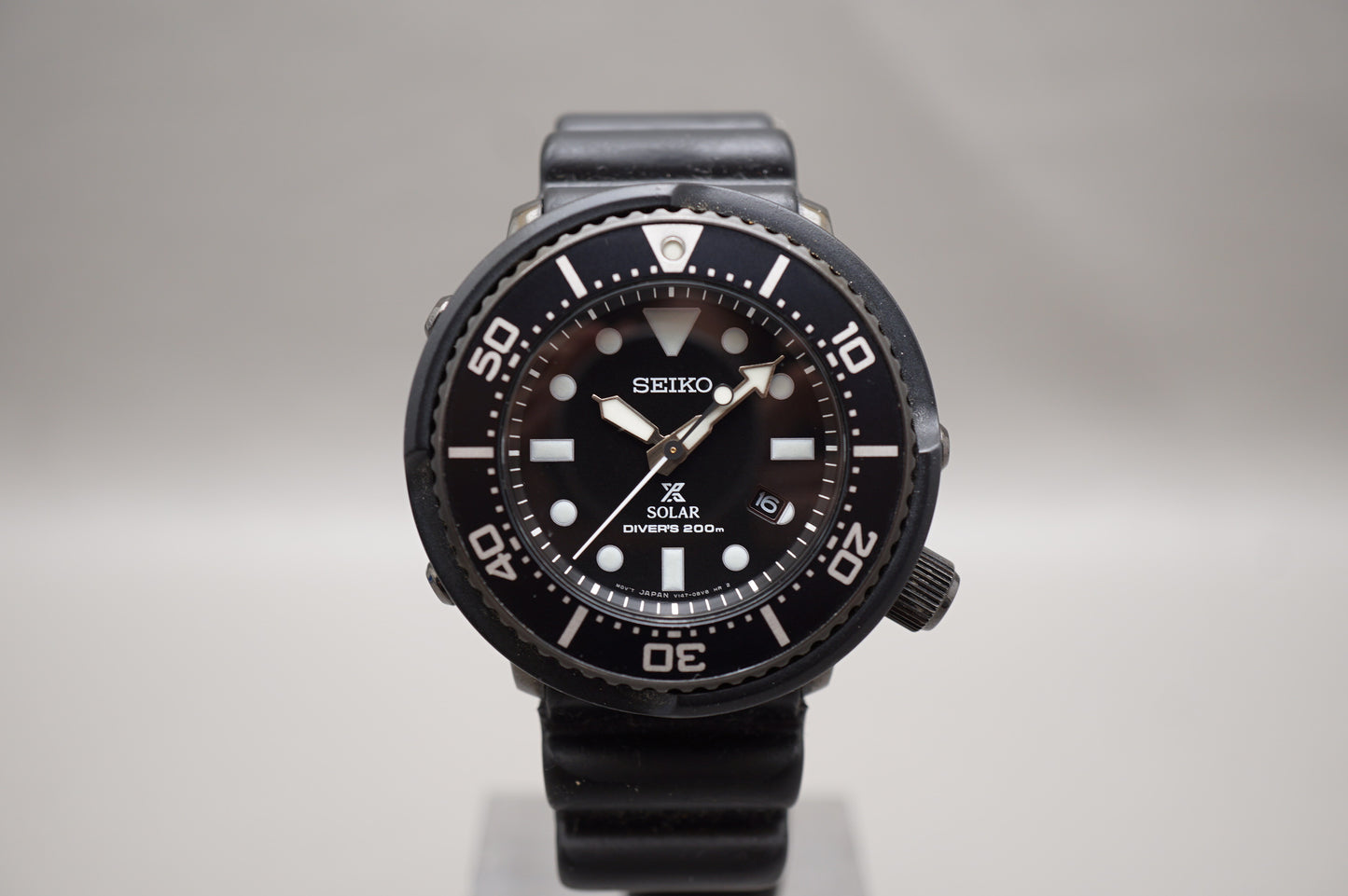 Seiko Prospex SBDN049 V147 Lowercase Limited Black Dial Tuna Solar Quartz Watch