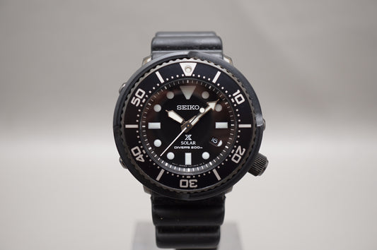 Seiko Prospex SBDN049 V147 Lowercase Limited Black Dial Tuna Solar Quartz Watch