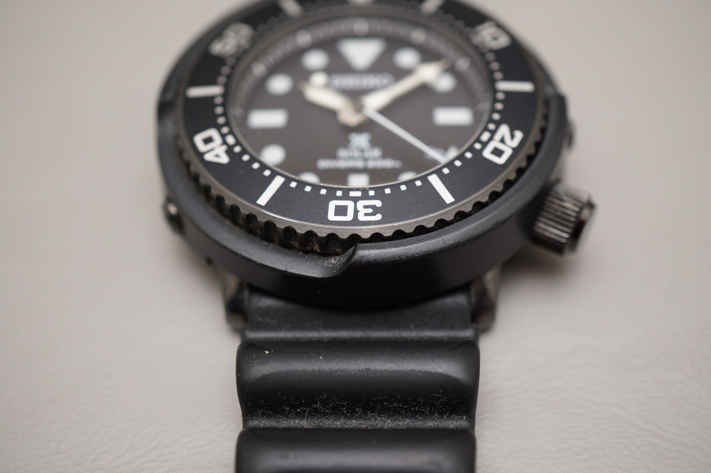 Seiko Prospex SBDN049 V147 Lowercase Limited Black Dial Tuna Solar Quartz Watch