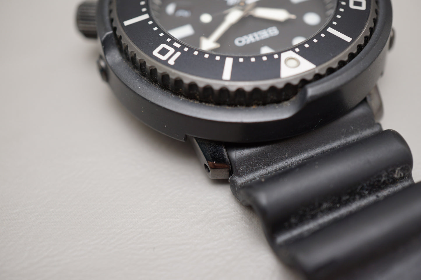 Seiko Prospex SBDN049 V147 Lowercase Limited Black Dial Tuna Solar Quartz Watch
