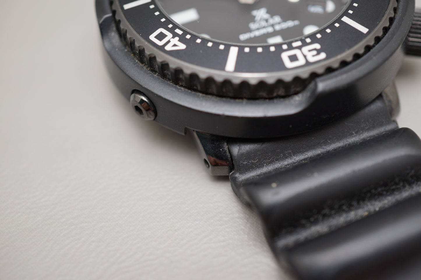 Seiko Prospex SBDN049 V147 Lowercase Limited Black Dial Tuna Solar Quartz Watch