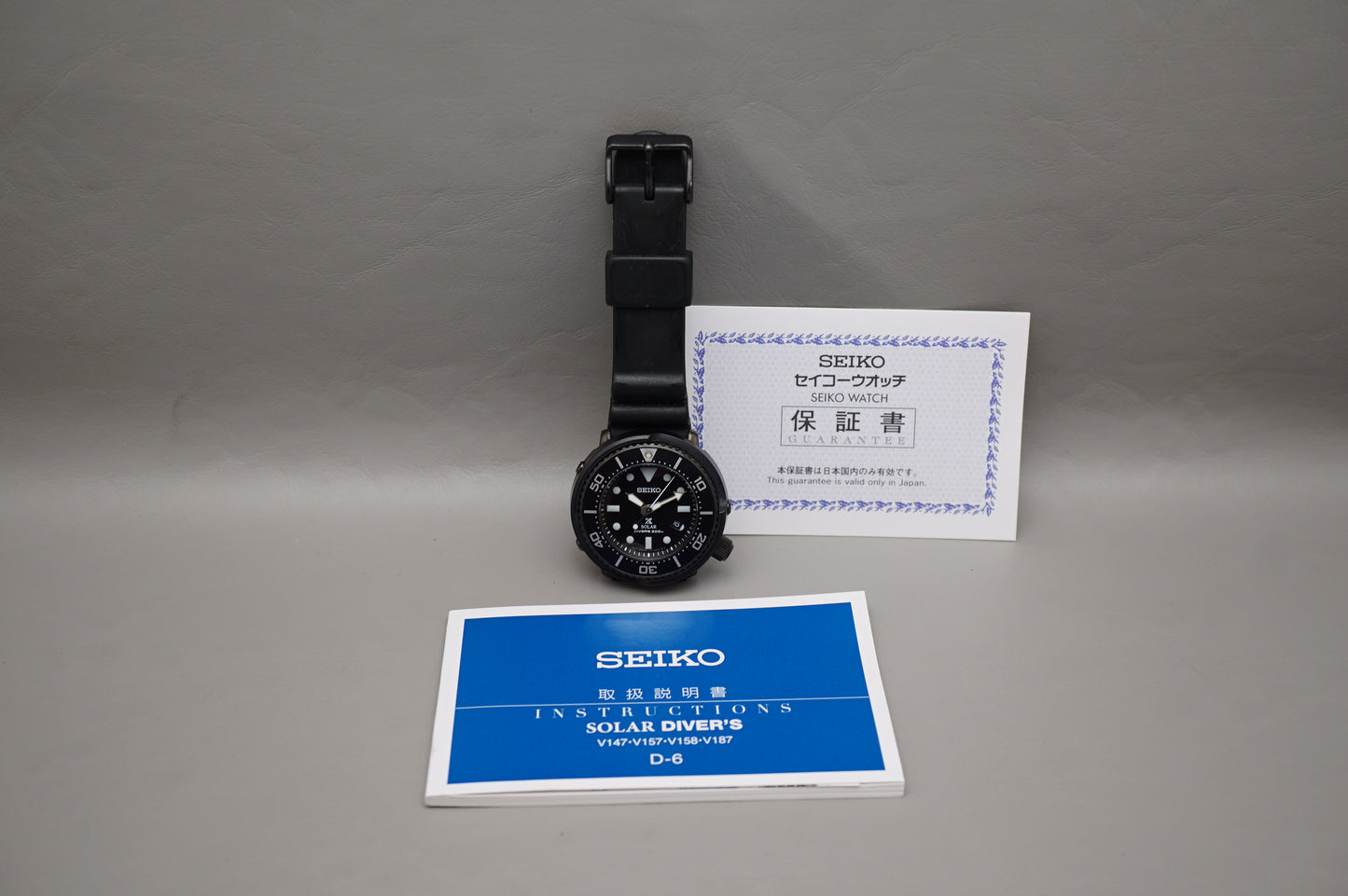 Seiko Prospex SBDN049 V147 Lowercase Limited Black Dial Tuna Solar Quartz Watch