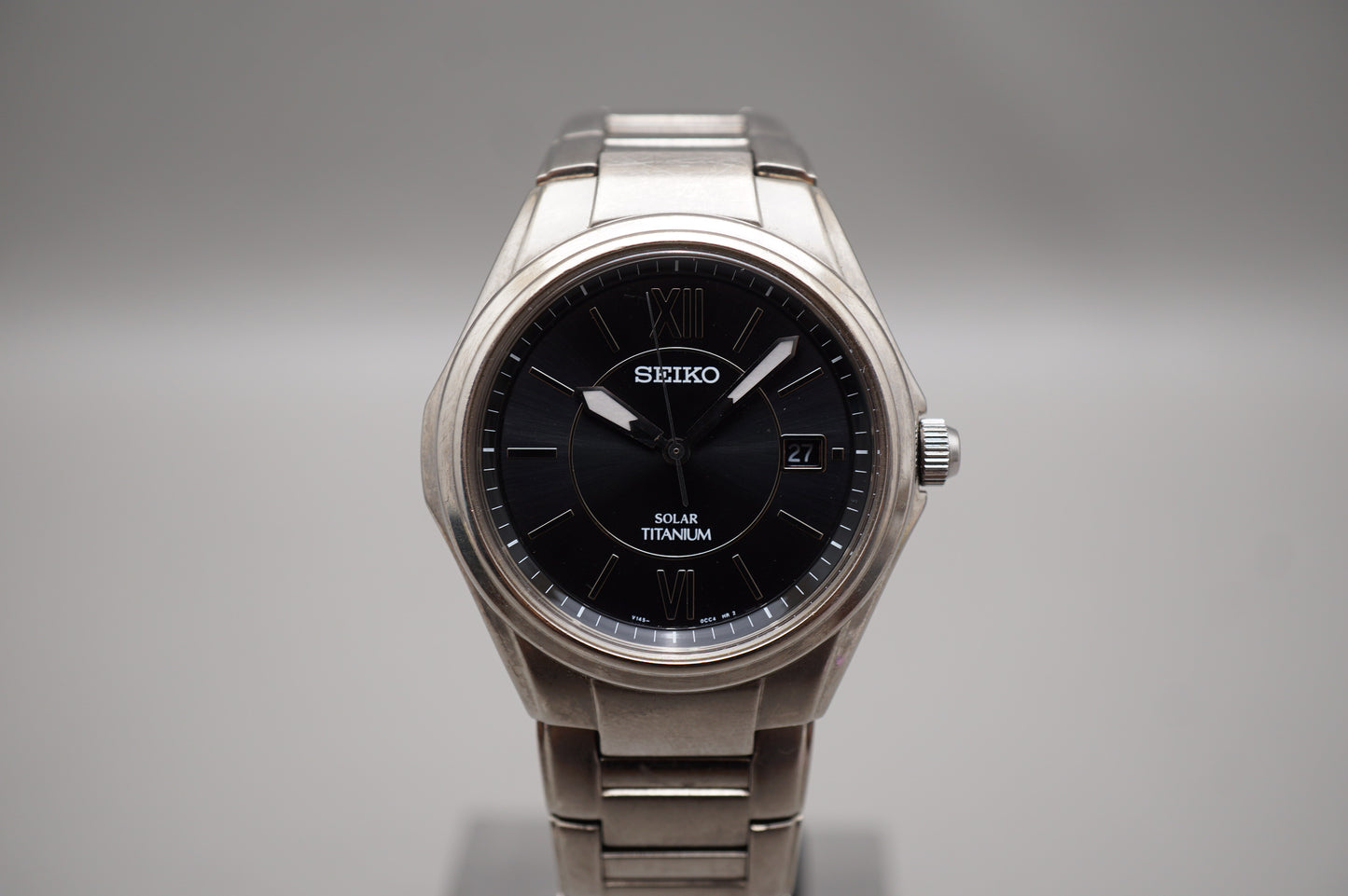 Seiko V145-0BA0 Dark Grey Dial Solar Quartz Titanium Case Bracelet JDM Watch