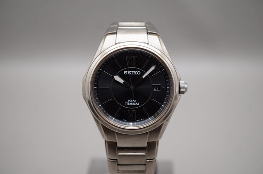 Seiko V145-0BA0 Dark Grey Dial Solar Quartz Titanium Case Bracelet JDM Watch