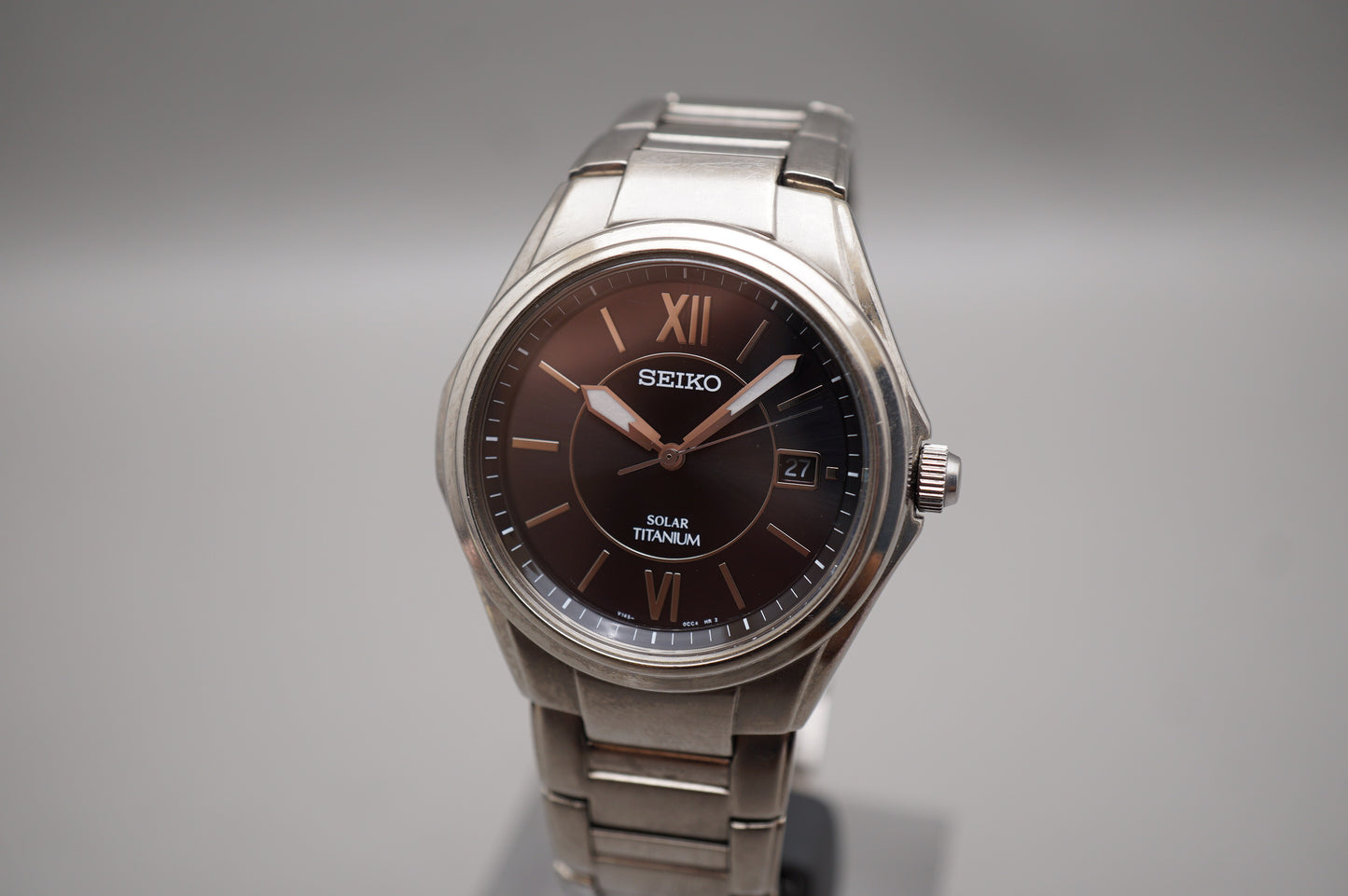 Seiko V145-0BA0 Dark Grey Dial Solar Quartz Titanium Case Bracelet JDM Watch