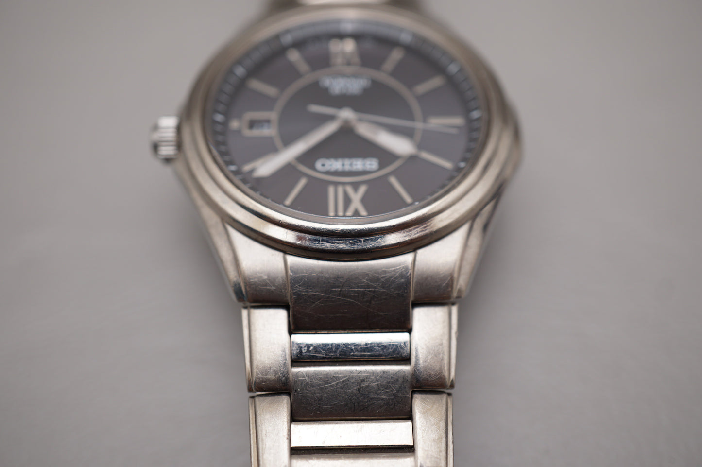 Seiko V145-0BA0 Dark Grey Dial Solar Quartz Titanium Case Bracelet JDM Watch