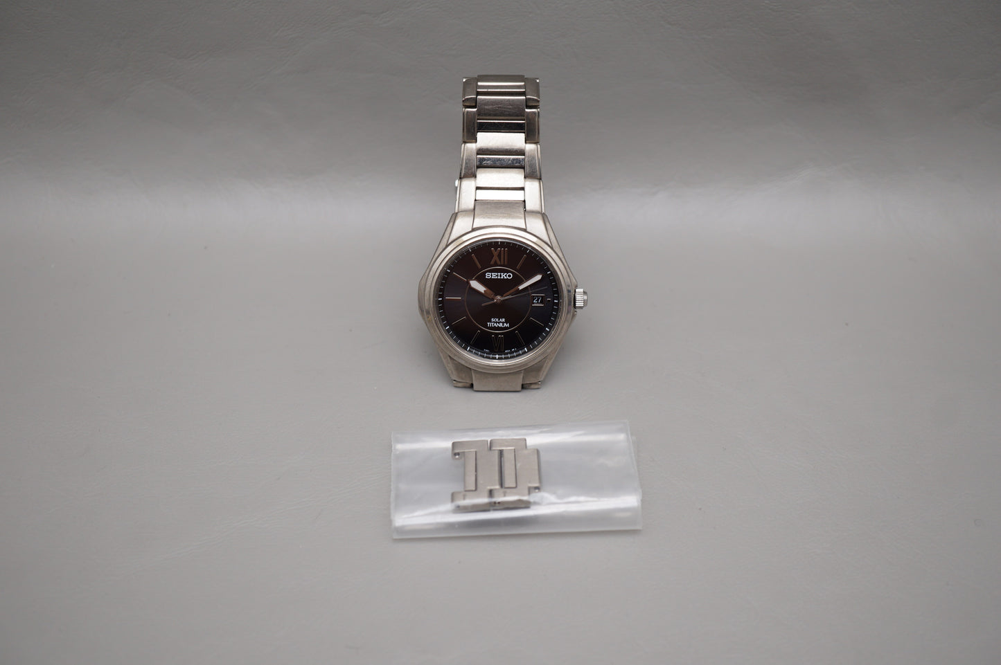 Seiko V145-0BA0 Dark Grey Dial Solar Quartz Titanium Case Bracelet JDM Watch