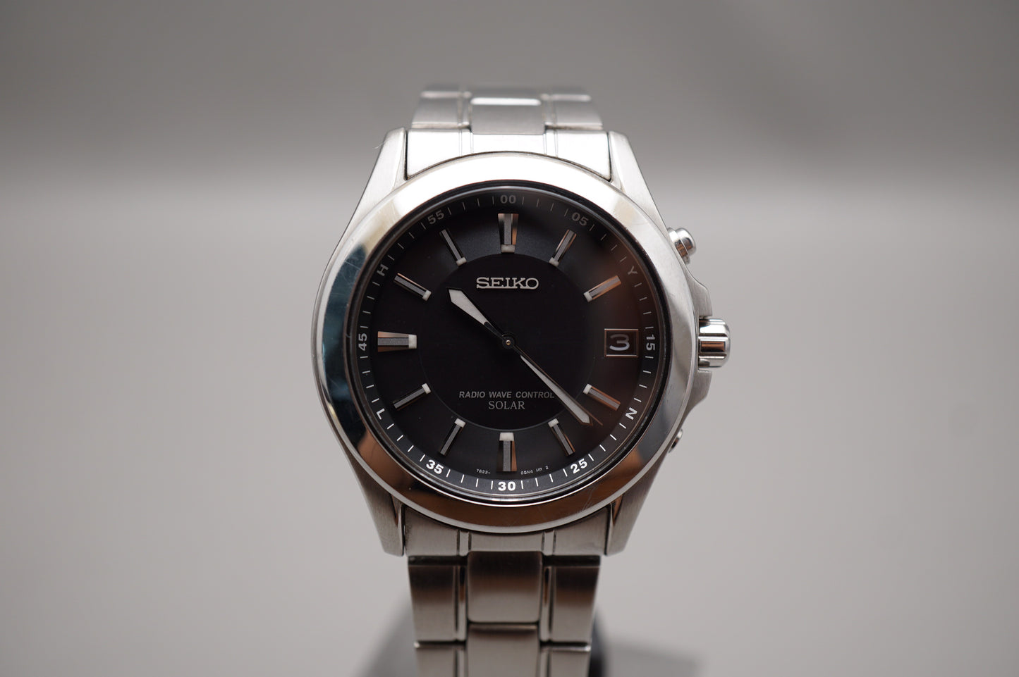 Seiko 7B22-0AY0 Dark Grey Dial Radio Wave Solar Quartz Watch JDM