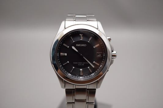 Seiko 7B22-0AY0 Dark Grey Dial Radio Wave Solar Quartz Watch JDM