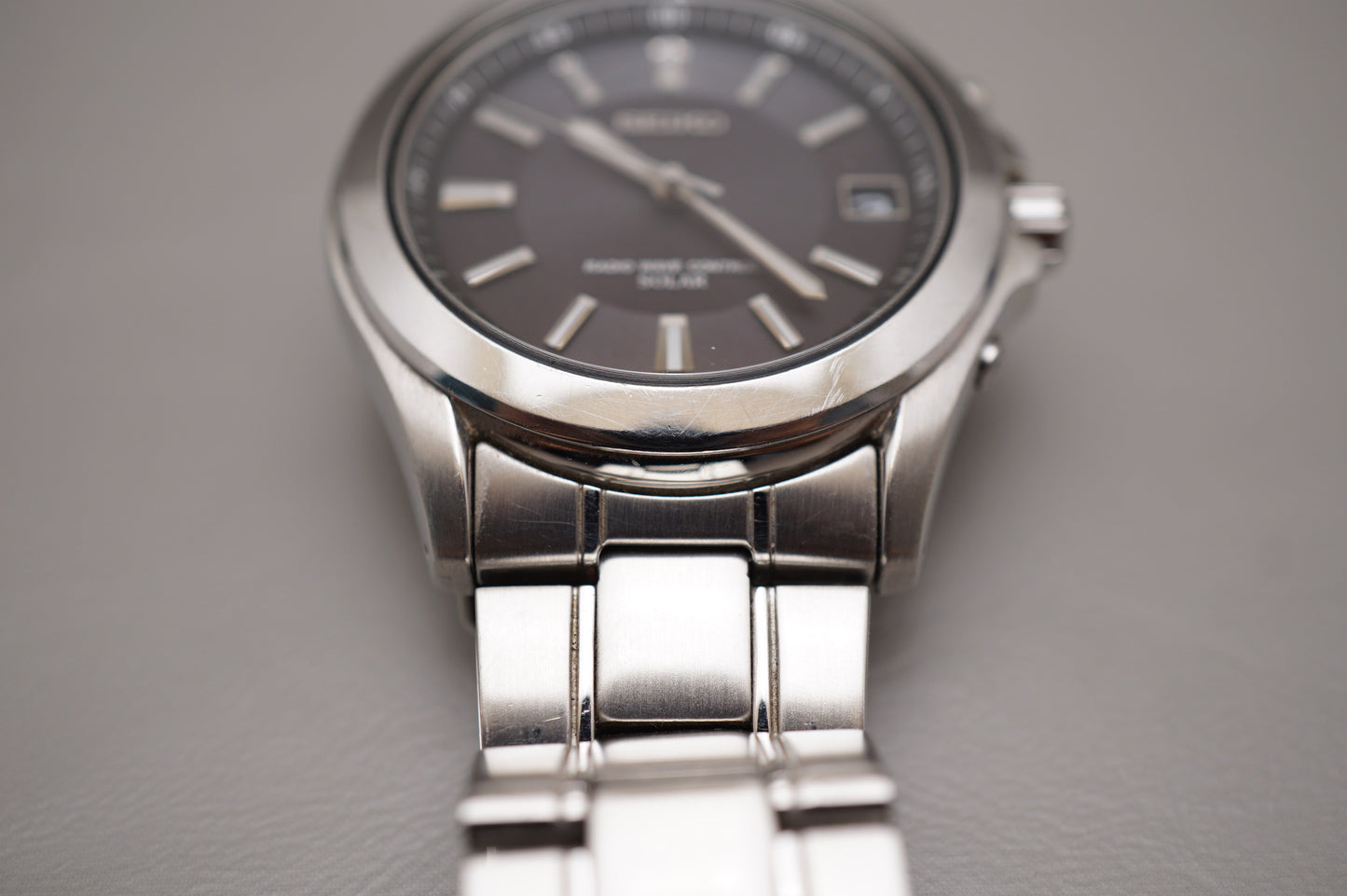 Seiko 7B22-0AY0 Dark Grey Dial Radio Wave Solar Quartz Watch JDM