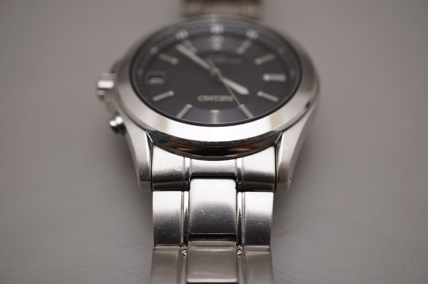 Seiko 7B22-0AY0 Dark Grey Dial Radio Wave Solar Quartz Watch JDM