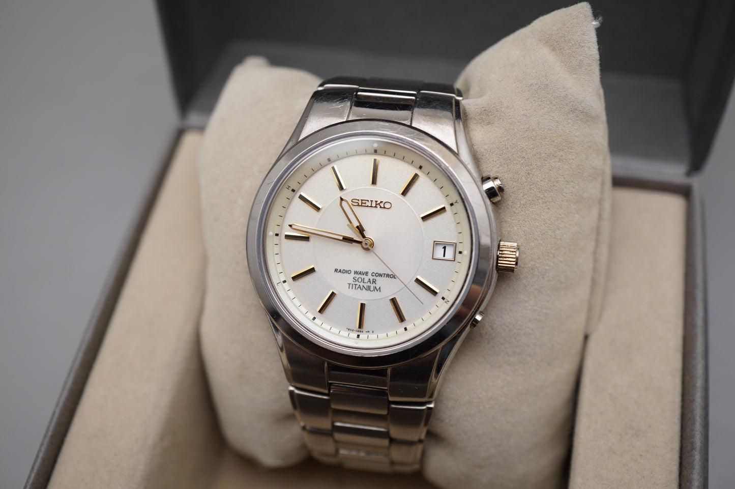 Seiko SBTM119 7B42 Titanium Radio Wave Solar Quartz Titanium JDM Watch READ