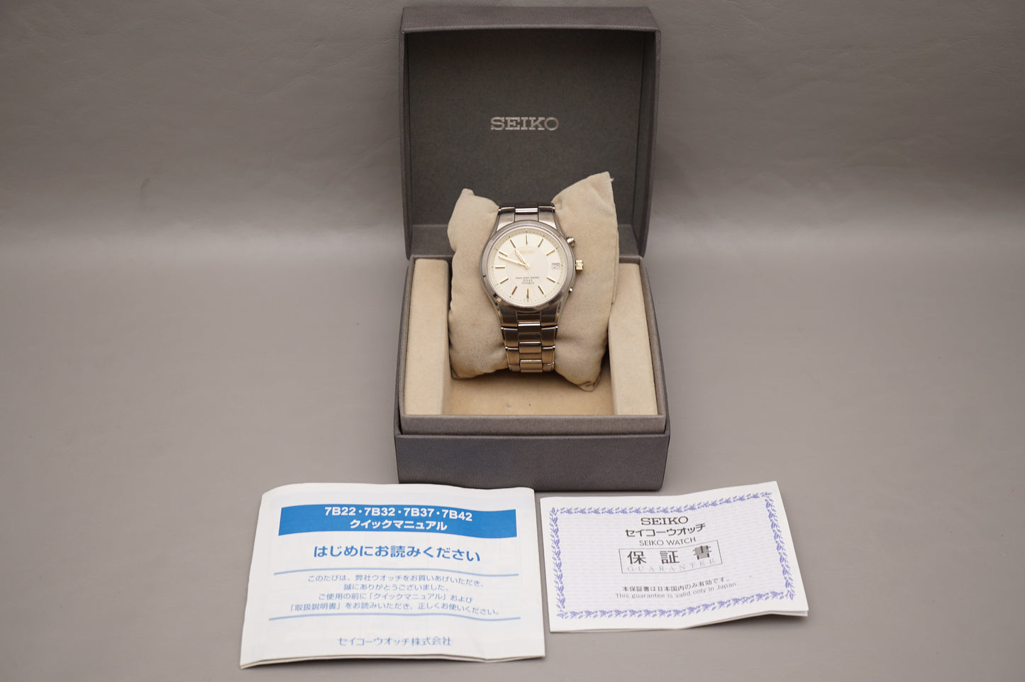 Seiko SBTM119 7B42 Champagne Titanium Radio Wave Solar Quartz Titanium JDM Watch