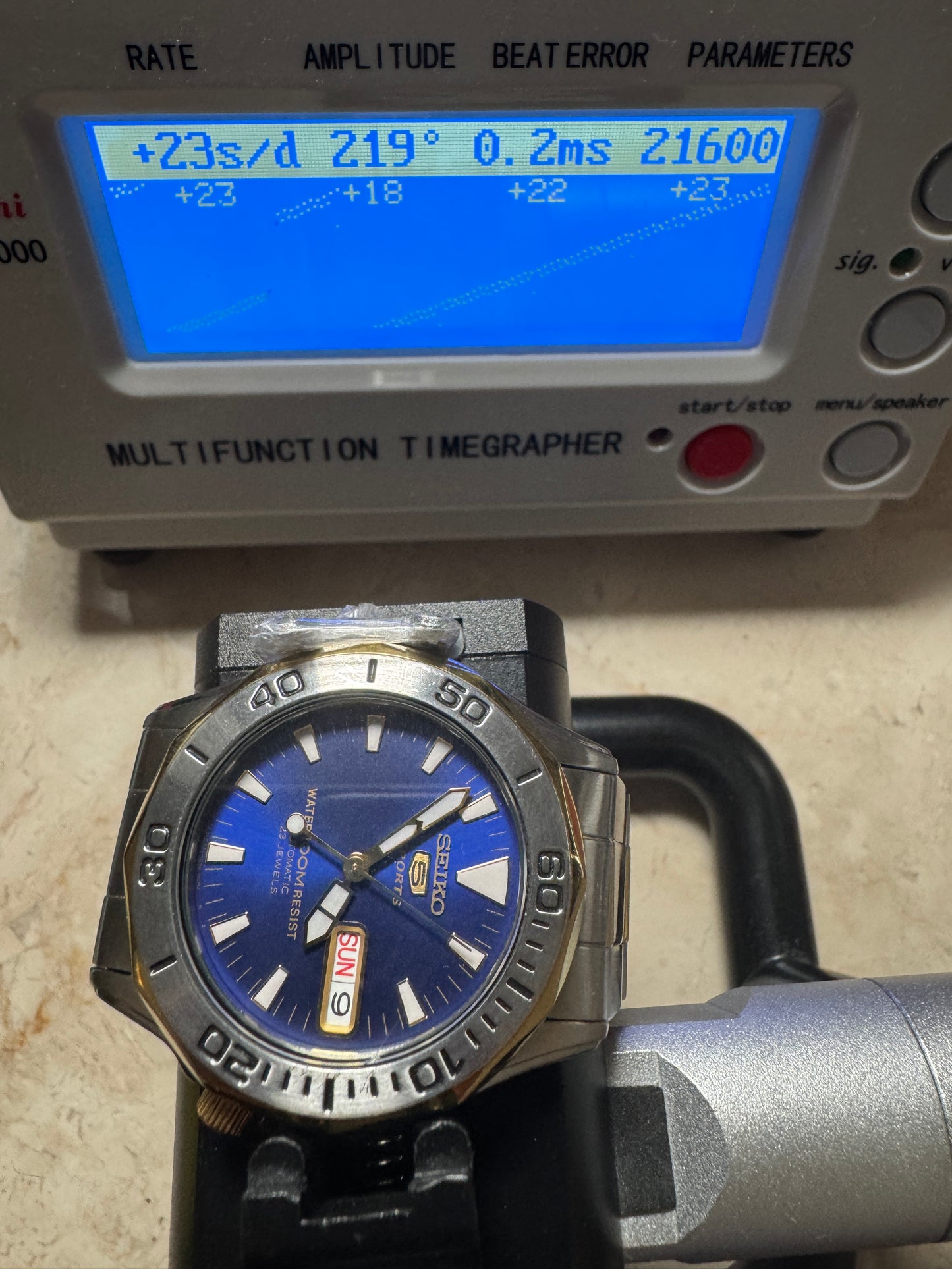 Seiko 5 Sports 7S36-00L0 Blue Dial Two Tone Automatic Watch