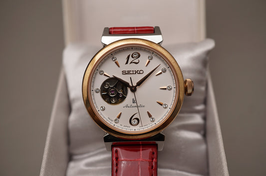 Seiko Lukia SSVM012 4R38 Rose Gold Two Tone Open Heart Ladies Automatic Watch