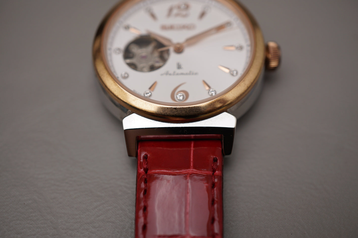 Seiko Lukia SSVM012 4R38 Rose Gold Two Tone Open Heart Ladies Automatic Watch